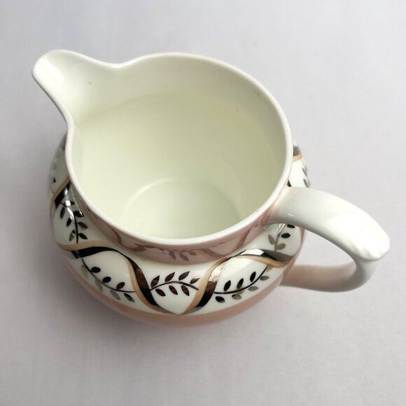 Wedgwood Vintage Creamer Pink & White Vine Band 1942 England Mid Century - Picture 9 of 9